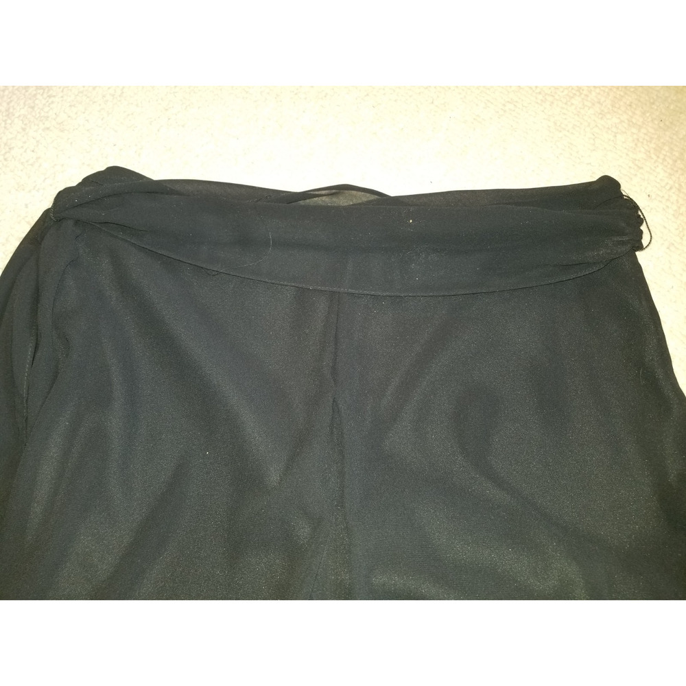 VINTAGE NWT Womens Pants-DRESSBARN-USA-black silky lined wide leg Whimsigoth-12 - Picture 3 of 5